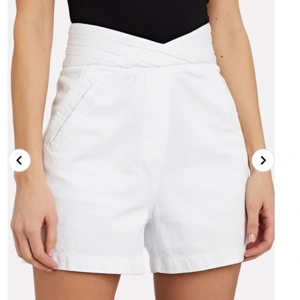 NWT RtA Ellena Pleated High-Waisted White Cotton Shorts Size 30